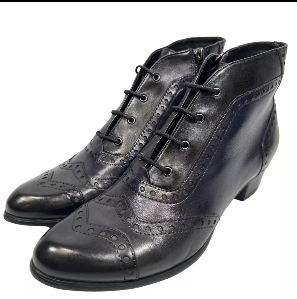 Spring Step Heroic Womens Leather Heeled Oxford Ankle Booties Size EU 40 US 9